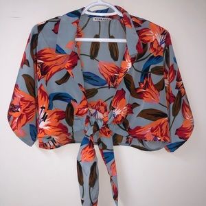 Tie front floral crop top